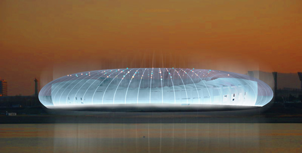 white stadium waterfront white stadium waterfront